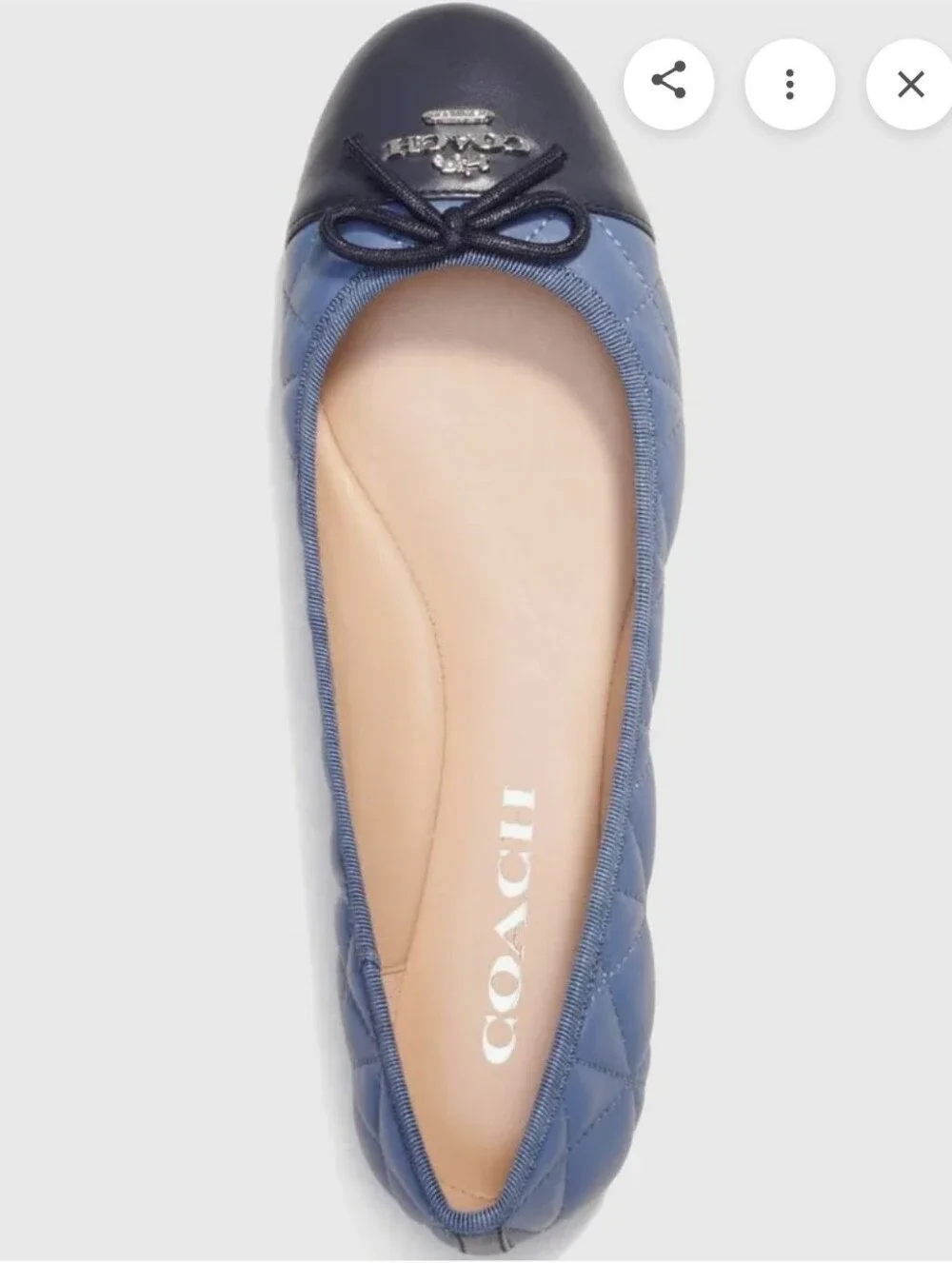 Coach Allyson Quilted Two-Tone Blue Leather Ballet Flats Slip-On Women's 10